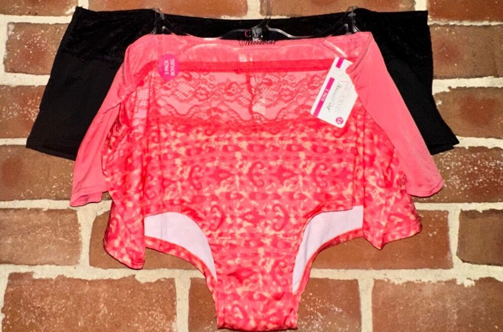 Curve Necessities Lace Boyshort Pink Paisley Womens Plus Fit 3X NEW